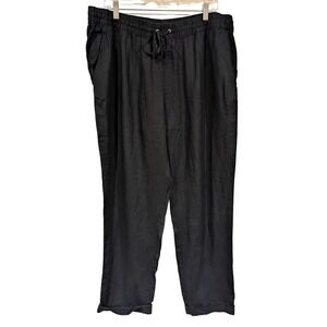 H&M Linen Blend Drawstring Waist Pants Navy Blue Size XL TG XG